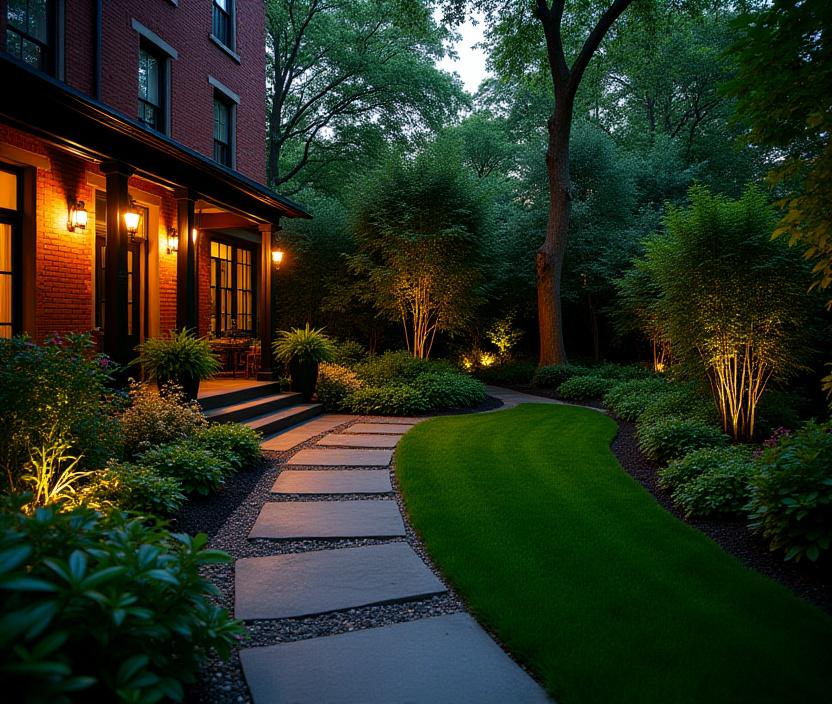Park Place Brownstone Renovation with lush greenery