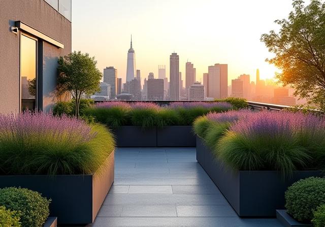 Manhattan Rooftop Garden with irrigation system