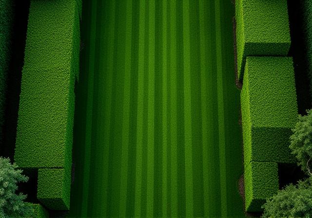 Symmetrical hedge trimming and perennial beds